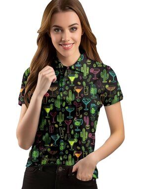 Women Cactus Wine Glass Short Sleeve Quick Dry Tennis Shirts Athletic Yoga Tops